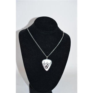 Guitar Pick Pendant Stainless Steel Necklace, Silver, One Size